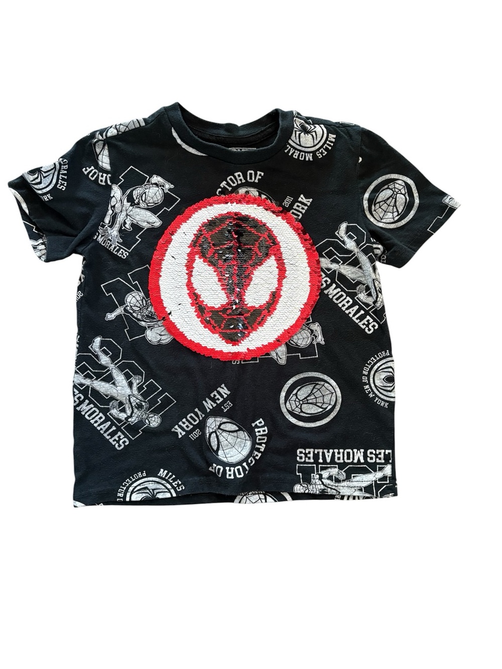 Marvel Kids Black Tee with Red & White Spider Logo size sm (6)